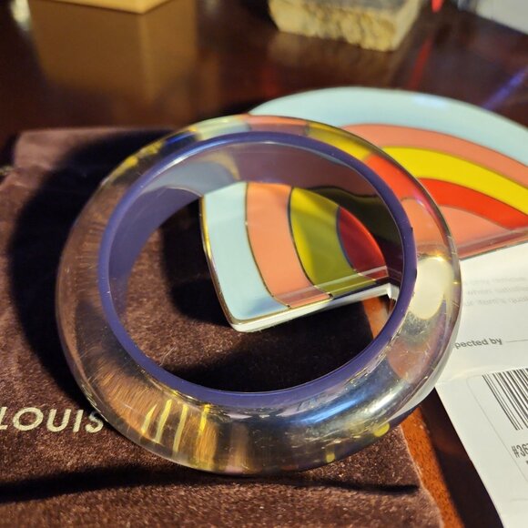 Auth Rare Louis Vuitton Bangle Bracelet Purple Clear Gold Inclusion Monogram - Picture 3 of 8